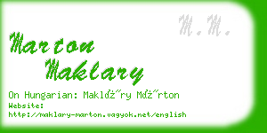 marton maklary business card